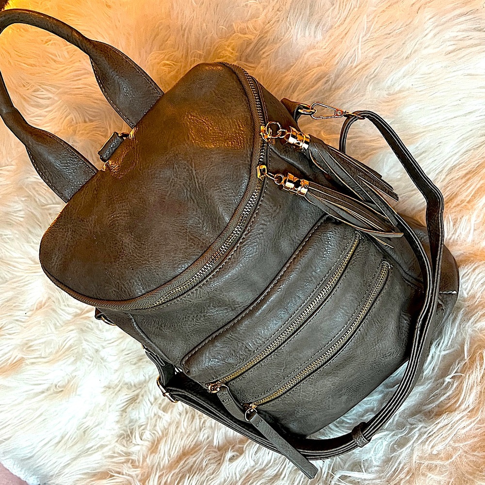 MMS Designer Vegan Leather Convertible Backpack